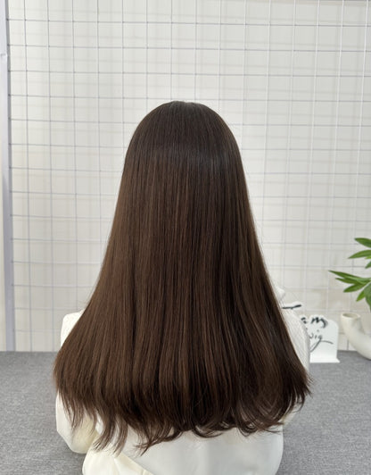 Russian Hair Lace Top Wig 18inches Slight Layer Natural Straight Hair