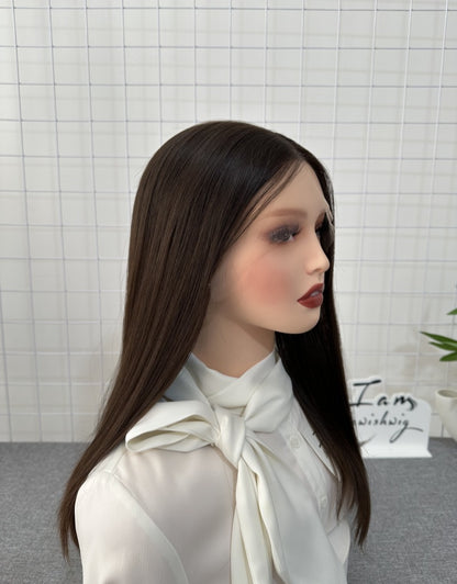 Russian Hair Lace Top Wig 18inches Slight Layer Natural Straight Hair