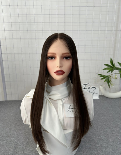 Russian Hair Lace Top Wig 20inches Slight Layer Natural Straight Hair