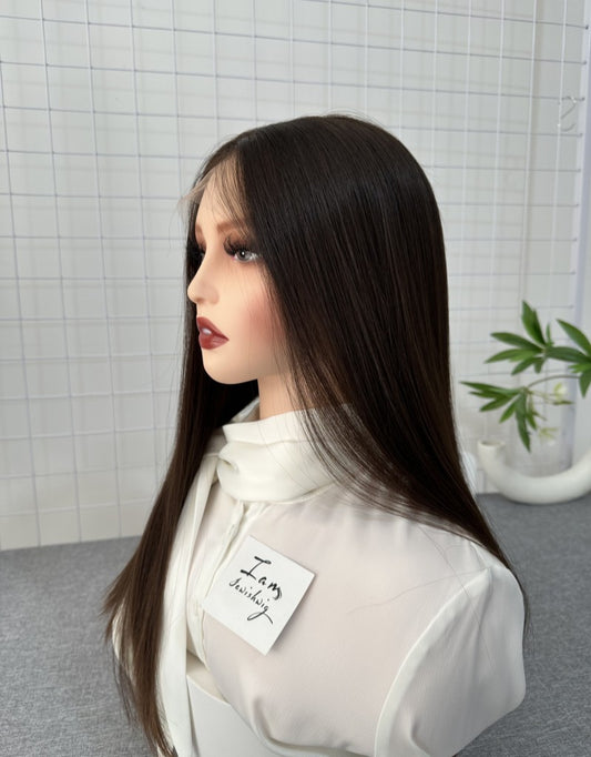 Russian Hair Lace Top Wig 20inches Slight Layer Natural Straight Hair