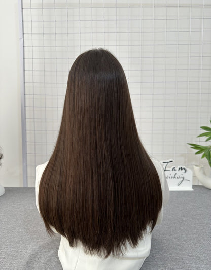 Russian Hair Lace Top Wig 20inches Slight Layer Natural Straight Hair