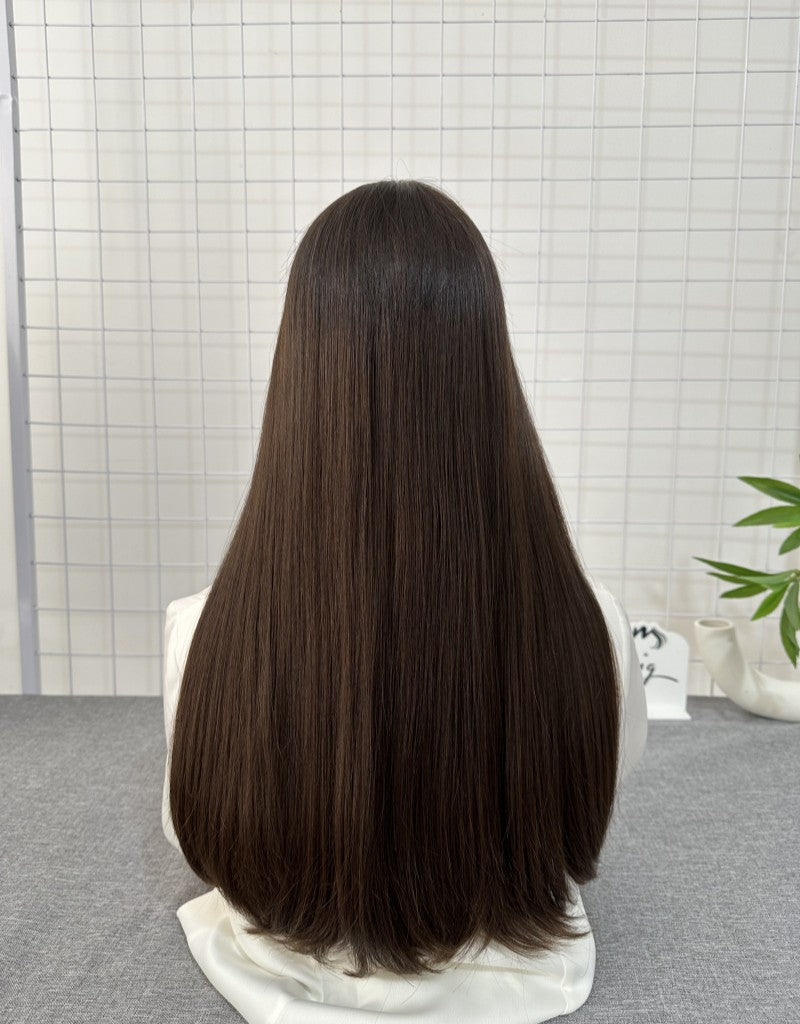 Russian Hair Lace Top Wig 22inches Slight Layer Natural Straight Hair