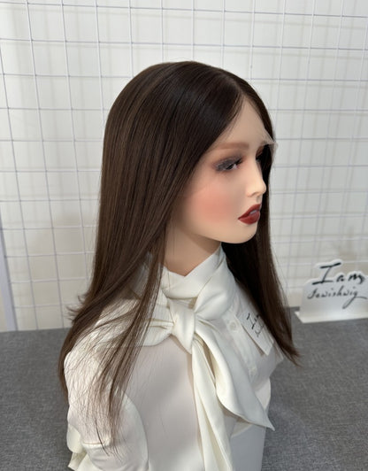 Russian Hair Lace Top Wig 16inches Slight Layer Natural Straight Hair