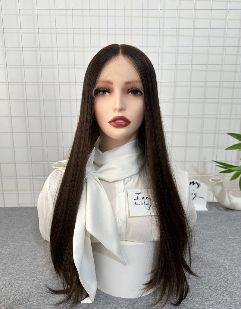 Russian Hair Lace Top Wig 24inches Slight Layer Natural Straight Hair