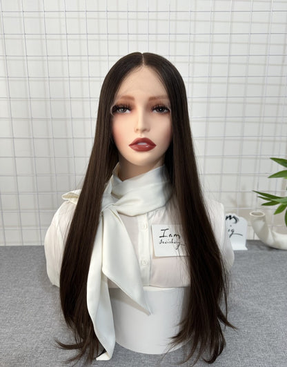 Russian Hair Lace Top Wig 24inches Slight Layer Natural Straight Hair