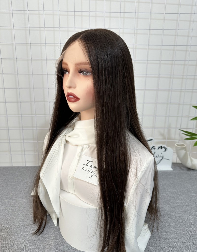 Russian Hair Lace Top Wig 24inches Slight Layer Natural Straight Hair