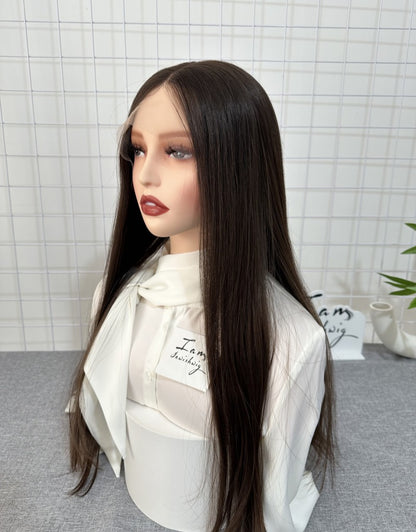 Russian Hair Lace Top Wig 24inches Slight Layer Natural Straight Hair