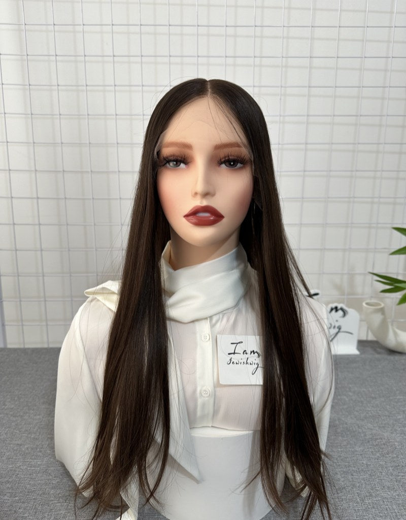 Russian Hair Lace Top Wig 22inches Slight Layer Natural Straight Hair