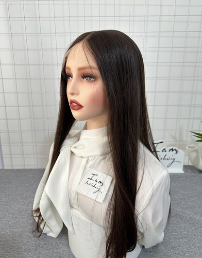 Russian Hair Lace Top Wig 22inches Slight Layer Natural Straight Hair