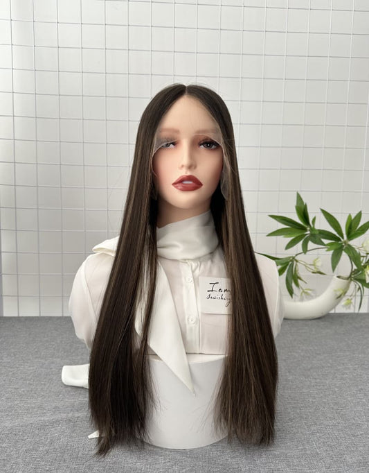 Lace Top Wig 24inches Natural Colorwith Highlight Light Layer Natural Straight