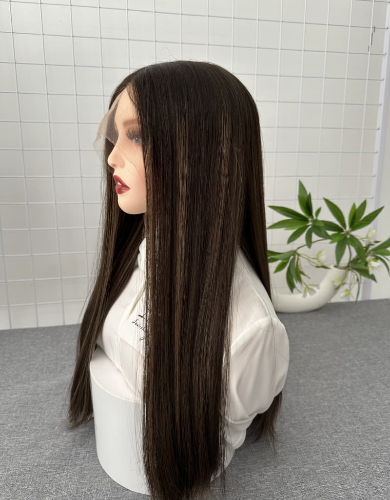 Lace Top Wig 24inches Natural Colorwith Highlight Light Layer Natural Straight