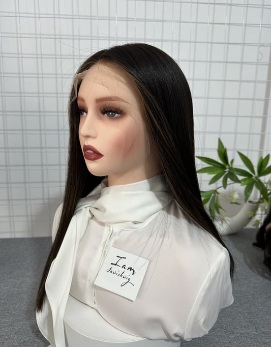 Black Color Lace Top Wig 16inches No Layer