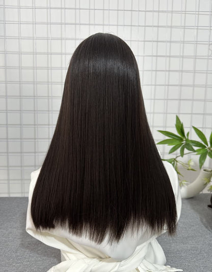 Black Color Lace Top Wig 16inches No Layer