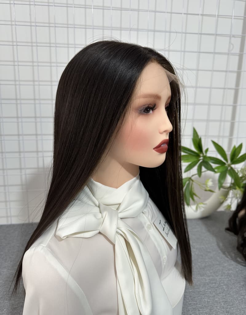 Black Color Lace Top Wig 16inches No Layer