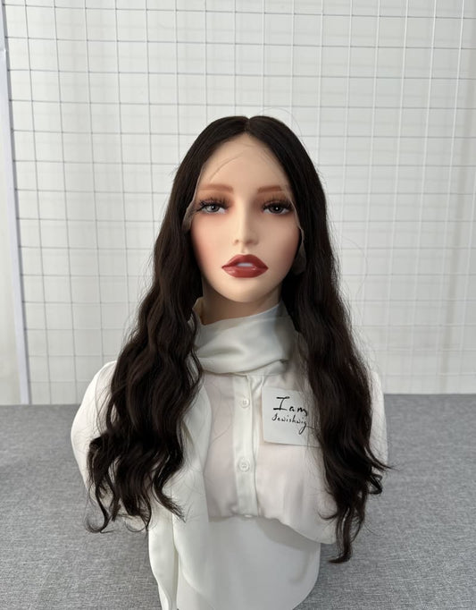 Dark Brown Lace Top Wig 20inches Wavey Slight Layer