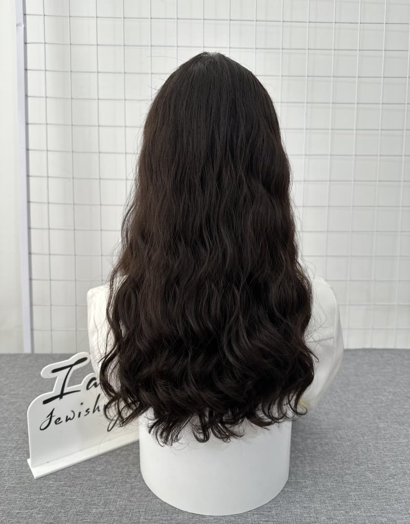 Dark Brown Lace Top Wig 20inches Wavey Slight Layer