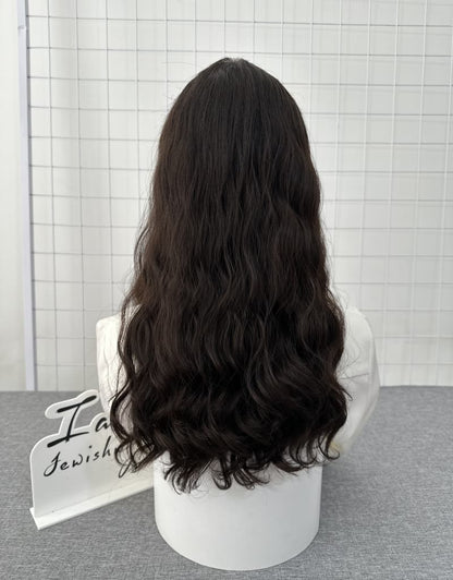 Dark Brown Lace Top Wig 20inches Wavey Slight Layer