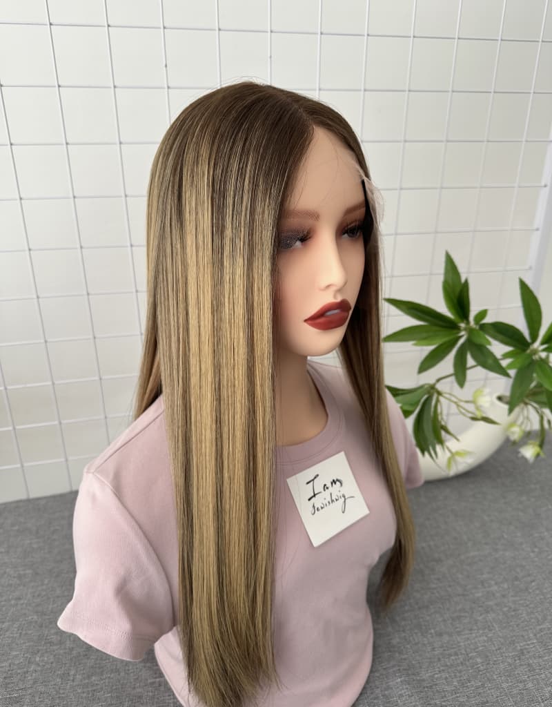 Golden Lace Top Wig 22inches Slight Layer Natural Straight1