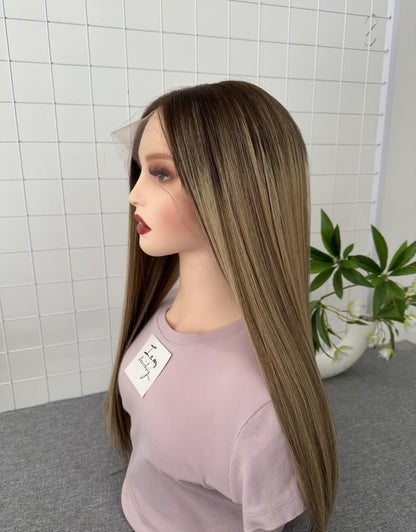 Golden Lace Top Wig 22inches Slight Layer Natural Straight1