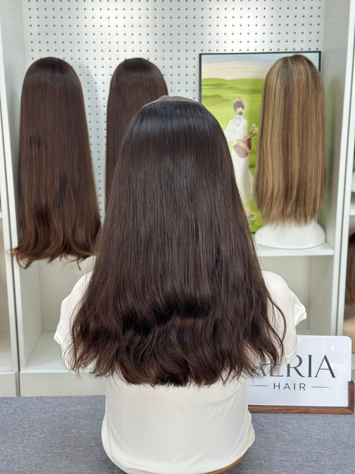 16-inch Color #6 Virgin Russian Hair Hatfall Sheitel Wig-No Layer,Natural Wave