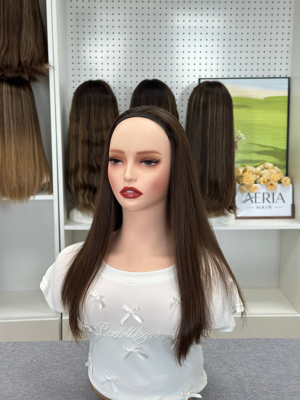 18 Inch Russian Hair Bandfall Wig – Natural Color #6 | Straight & Slight Layers | AERIA HAIR