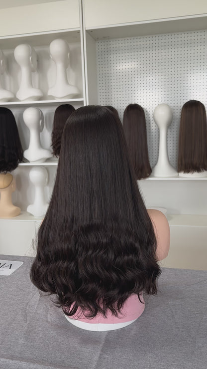 22inch Slight Layer Natural Wavy Color #4 Bandfall Wig Sheitel