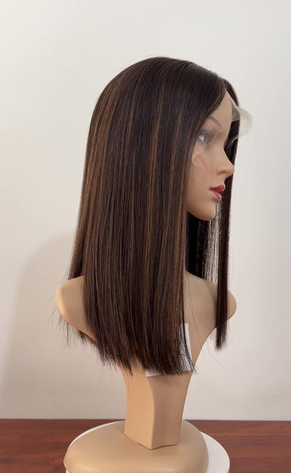 #4with Highlight 16inch HD Lace Top Wig