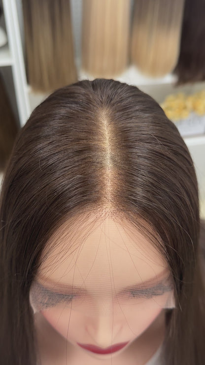 20 Inch Russian Hair Wig – Natural Color #8 | Straight & No Layers | AERIA HAIR