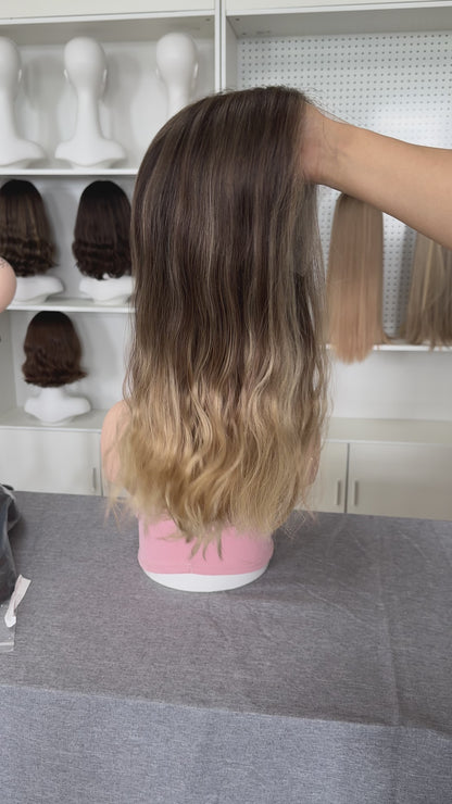 18 inch Slight Layer Color #B02 Natural Wave Straight Lace Top Kosher Wig Sheitel