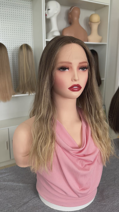 18 inch Slight Layer Color #B02 Natural Wave Straight Lace Top Kosher Wig Sheitel