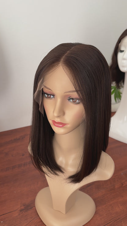 Dark Brown 14inch No Layer HD Lace Top Wig