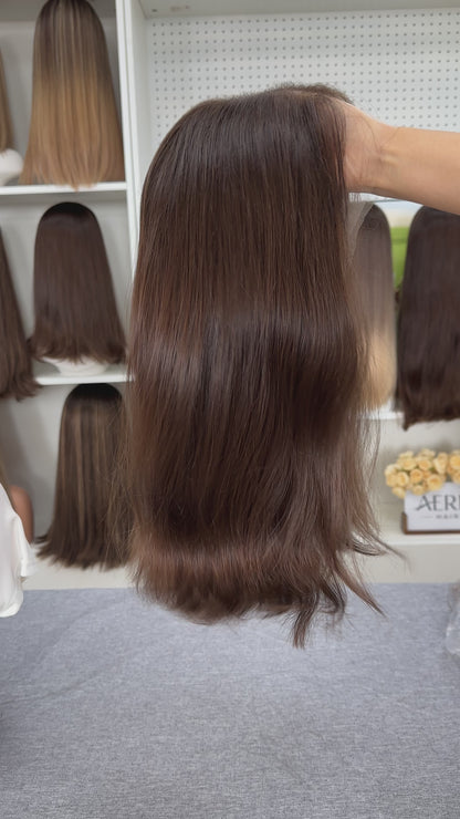 17 Inch Russian Hair Wig – Natural Color #6 | Straight & No Layers | AERIA HAIR