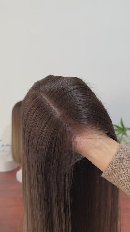 Medium Brown 24inch Slight Layer HD Lace Top Wig