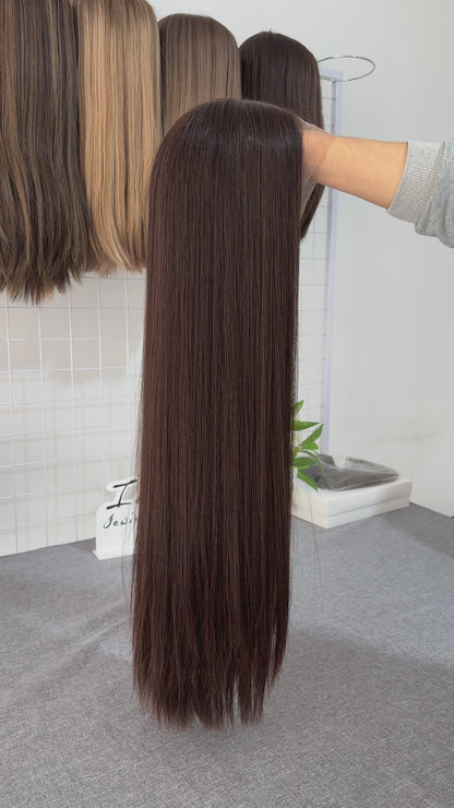 #68 Lace Top Wig 28inch Natural Straight Mini Layer