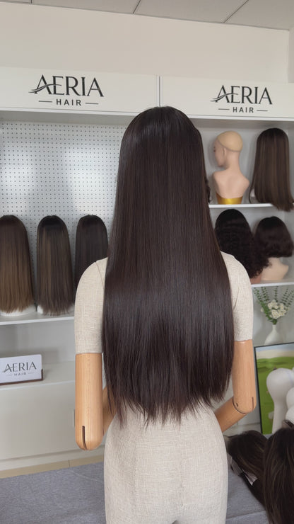 26inch Slight Layer Straight Original Color #4 Russian Hair Lace Top Wig Sheitel
