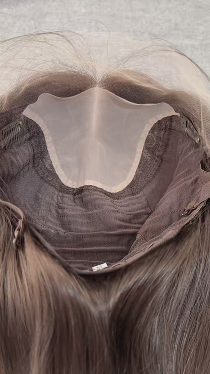 16 inch Slight Layer Color #B68 Natural Straight Lace Top Jewish Wig Sheitel