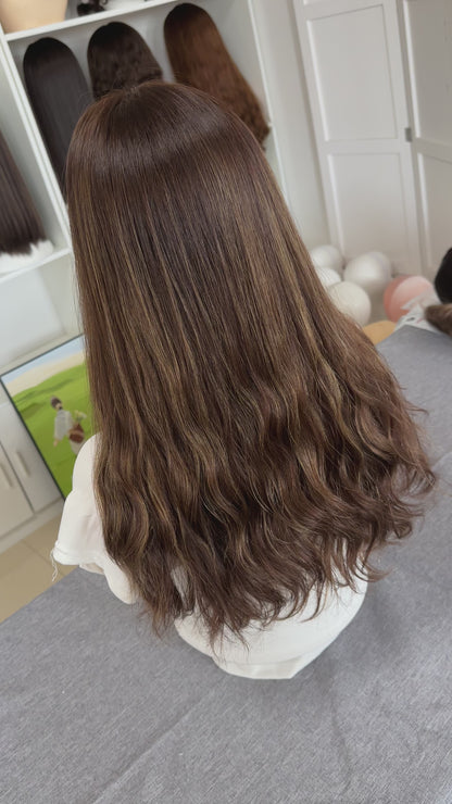20inch Slight Layer Color #68/10 Natural Wave Brazilian Hair Lace Top Jewish Wig Sheitel