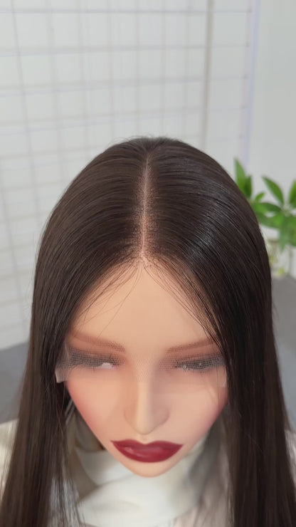 Russian Hair Lace Top Wig 24inches Slight Layer Natural Straight Hair