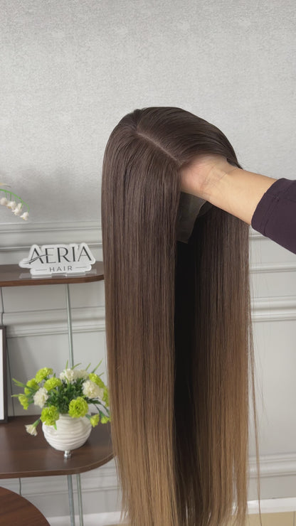 28 inch Slight Layer Color #B01 Straight Brazilian Hair Lace Top Jewish Wig Sheitel
