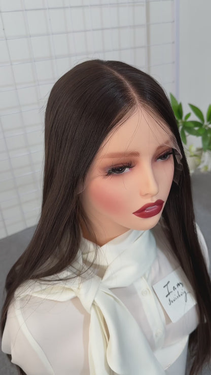 Russian Hair Lace Top Wig 22inches Slight Layer Natural Straight Hair