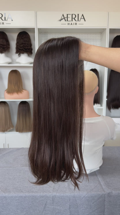 24inch Straight Original Color #6 Lace Top Wig Russian Hair