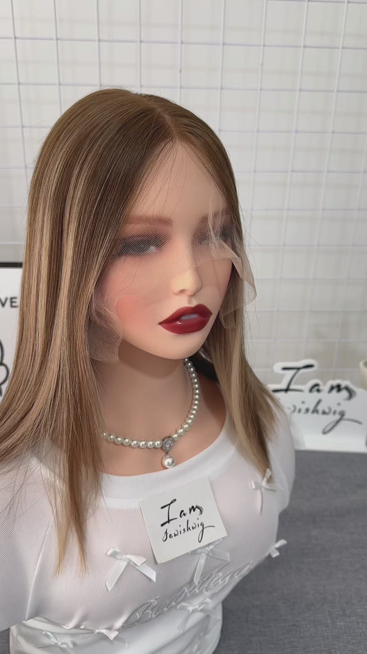 Blonde 14Inch Lace Top Short Wig Mini Layer