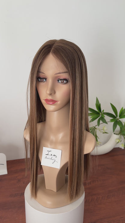 #4/6with Highlights 20inch Slight Layer HD Lace Top Wig