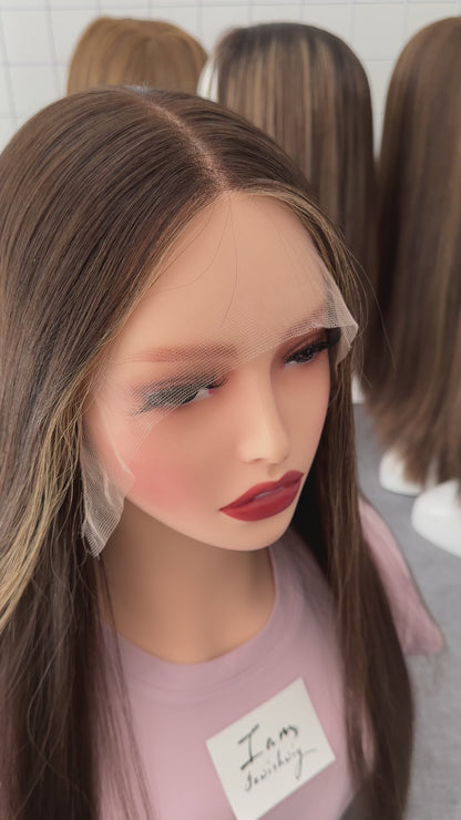 Russian Hair Lace Top Wig 23inches Slight Layer Add Babyhair Natural Straight Hair