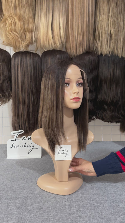#4/6with Highlight 16inch Small Layer HD Lace Top Wig