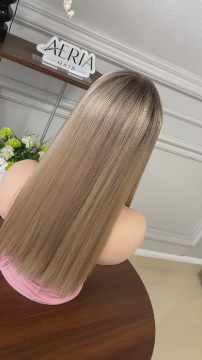 20 inch Slight Layer Color #B08 Brazilian Hair Straight Lace Top Wig Jewish Kosher Wig Sheitel