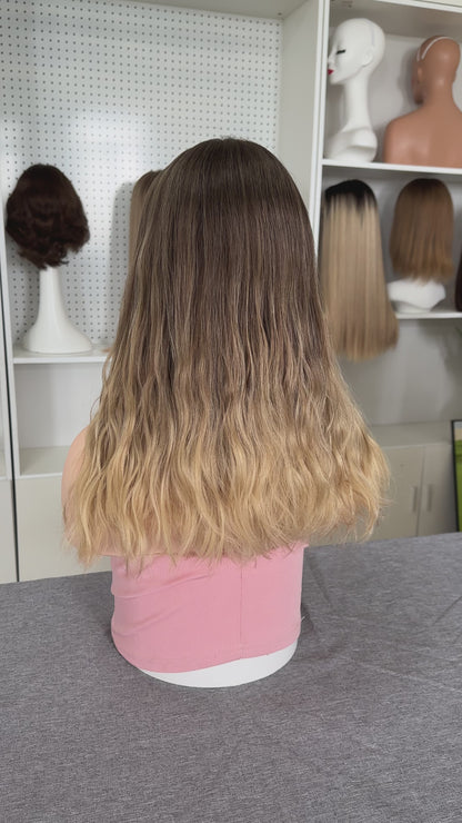 18 inch Slight Layer Color #B02 Natural Wave Straight Lace Top Kosher Wig Sheitel