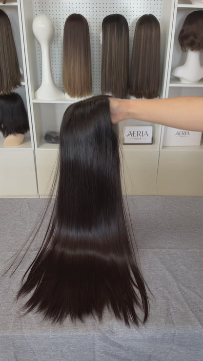 26inch Slight Layer Straight Original Color #4 Russian Hair Lace Top Wig Sheitel