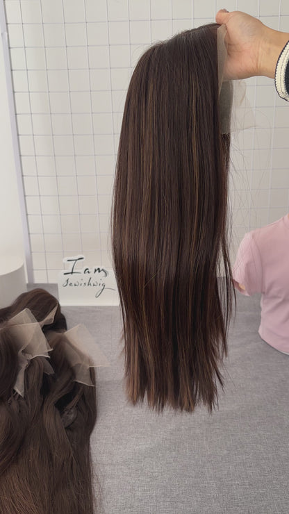 #4/8 Lace Top Wig 22inches Slight Layer Natural Straight Hair