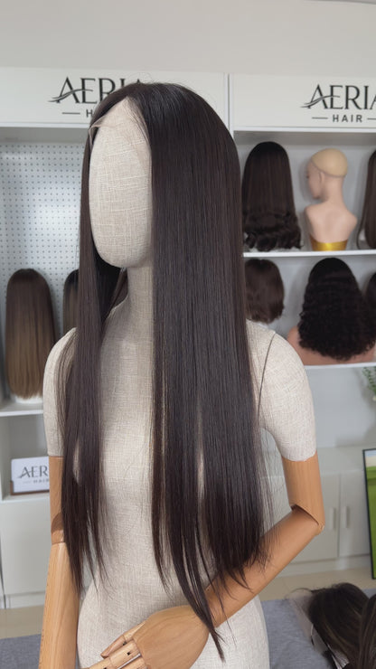 26inch Slight Layer Straight Original Color #4 Russian Hair Lace Top Wig Sheitel